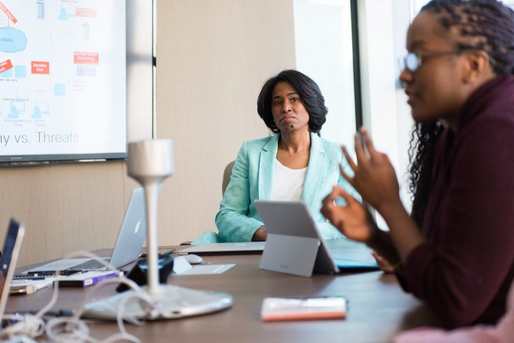 woman making information security risk assessment